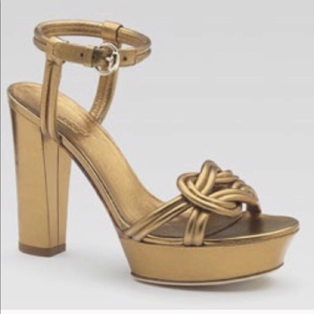 Gucci Kotao gold platform sandals